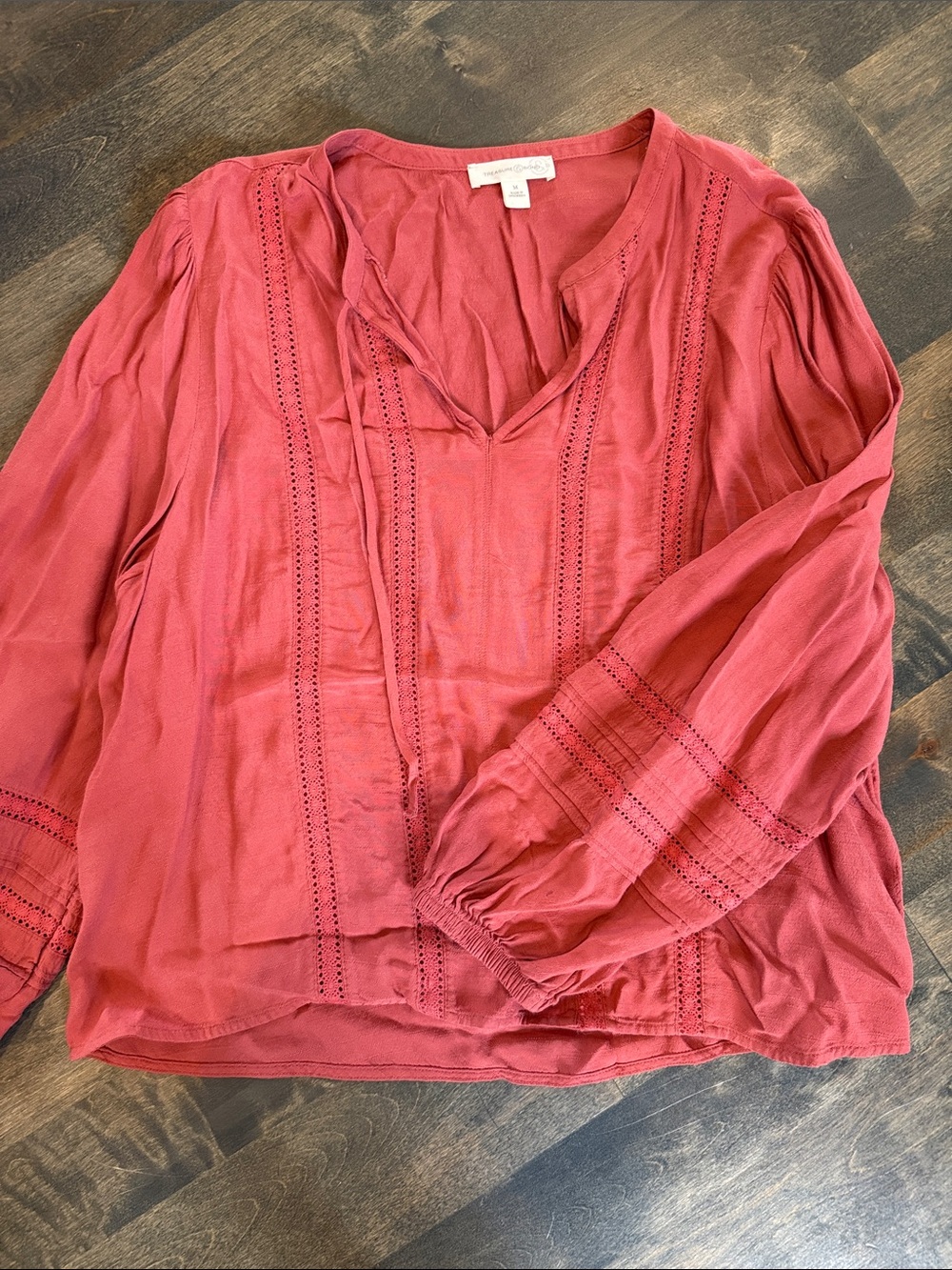 Treasure & Bond Dusty Rose V-Neck Peasant Blouse